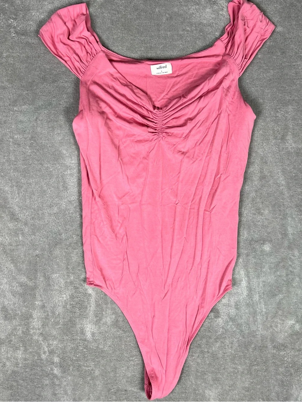 Aritzia Wilfred Bodysuit Womens Small Libellule Pink Ruched Cap-Sleeve Feminine - Picture 4 of 9
